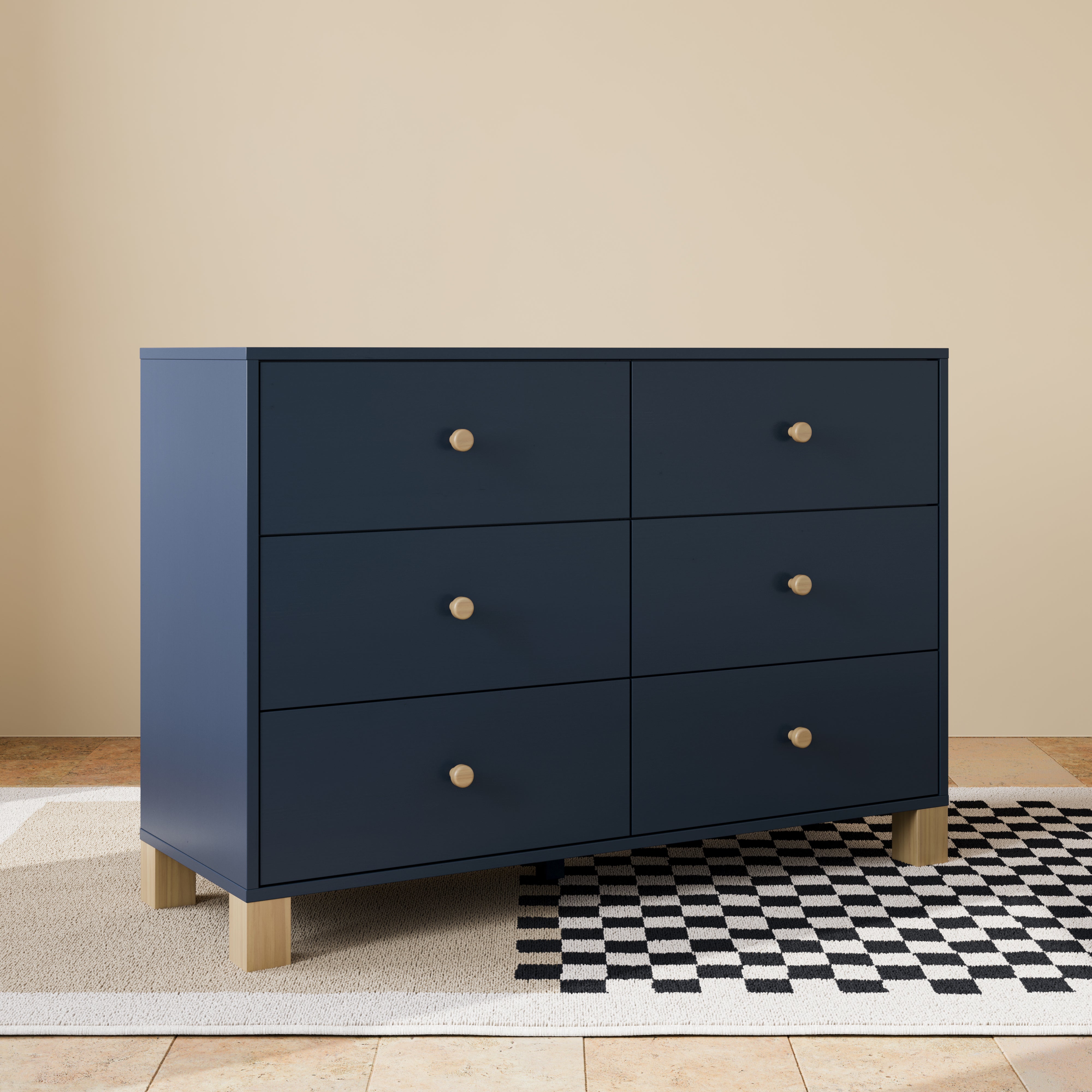 6 Drawer Dresser in a nursery (Midnight Blue with Driftwood)