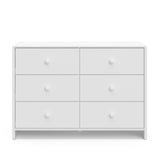 Front view of white dresser with 6 drawers