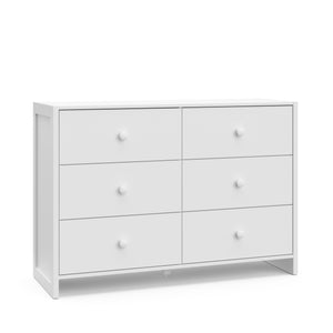 Side view of a white dresser with 6 drawers