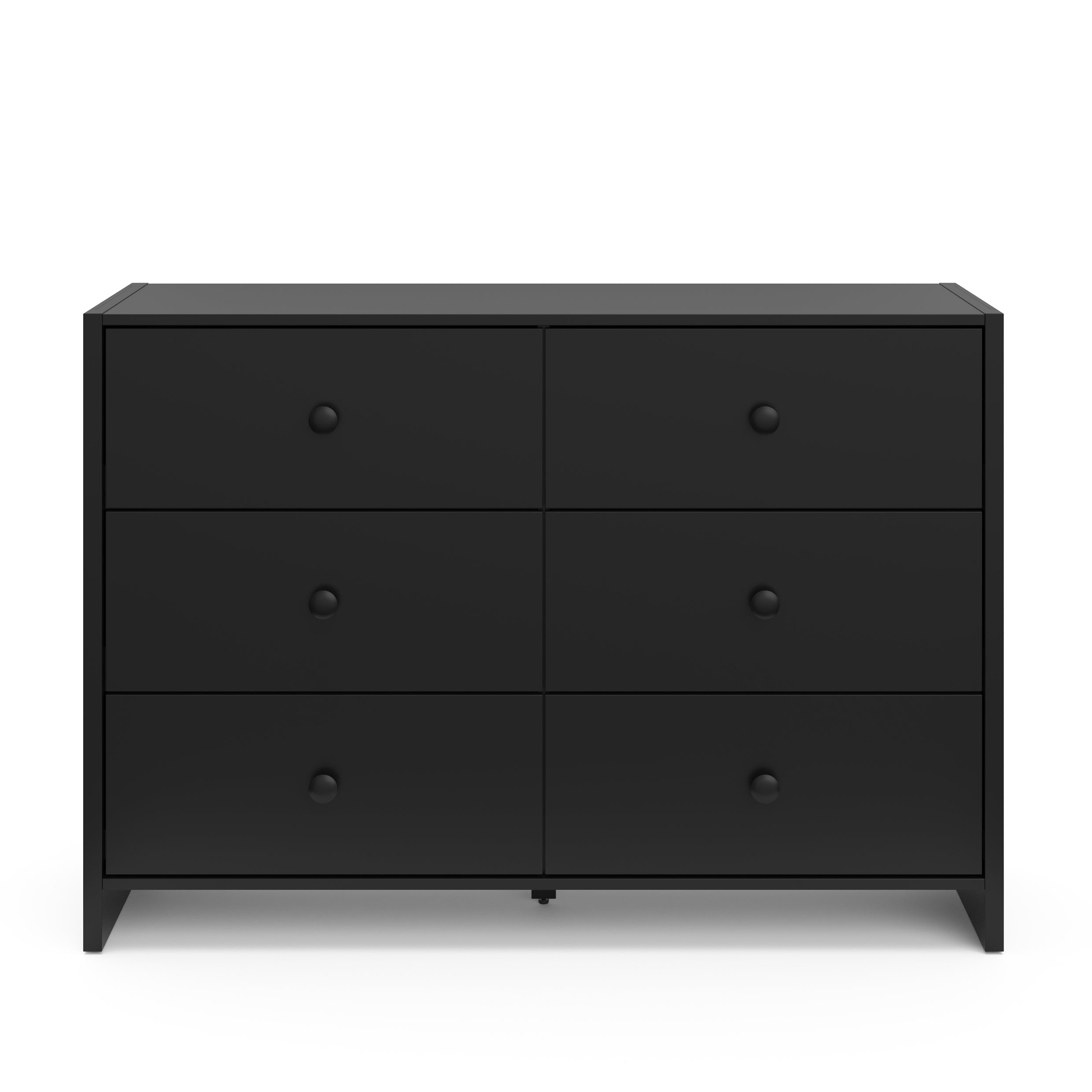 Front view of black dresser with 6 drawers