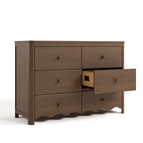 6 drawer dresser angled view with middle right drawer open hazelnut