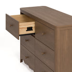 6 drawer dresser with top left drawer open hazelnut