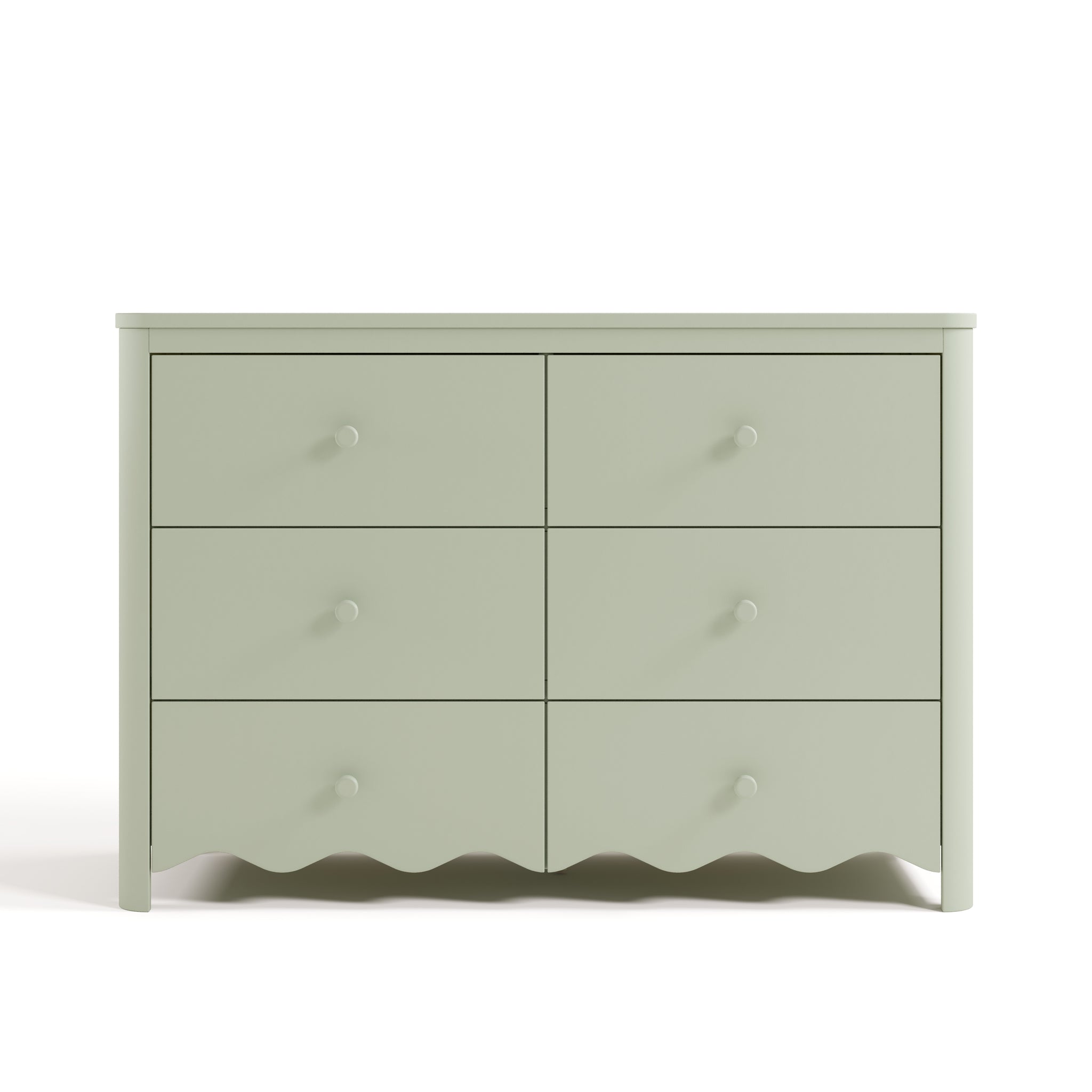 6 drawer dresser front facing view sage