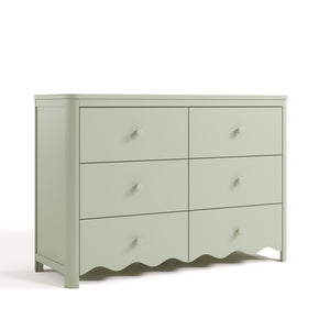 6 drawer dresser angled view sage