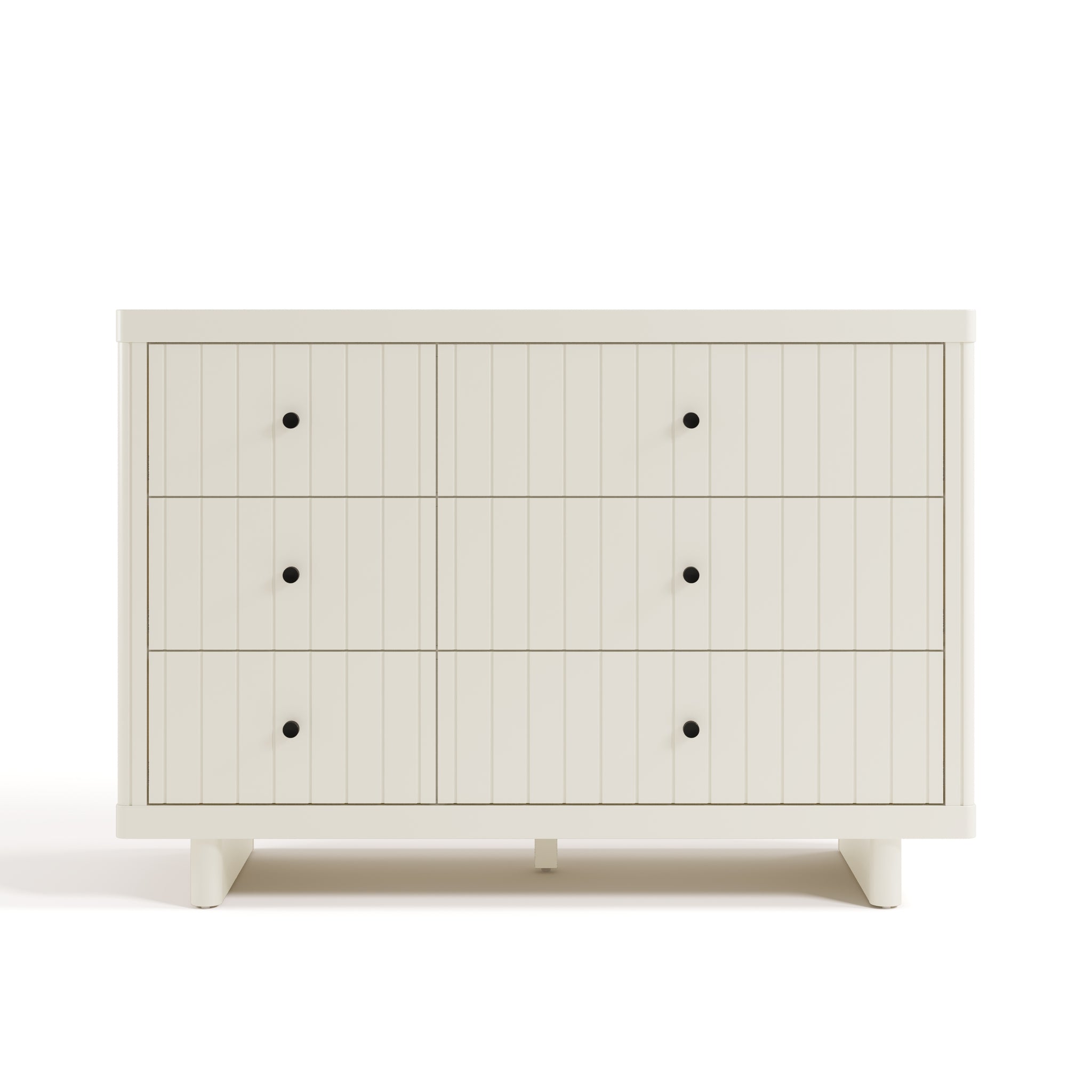 6 drawer dresser front facing view frosted oat