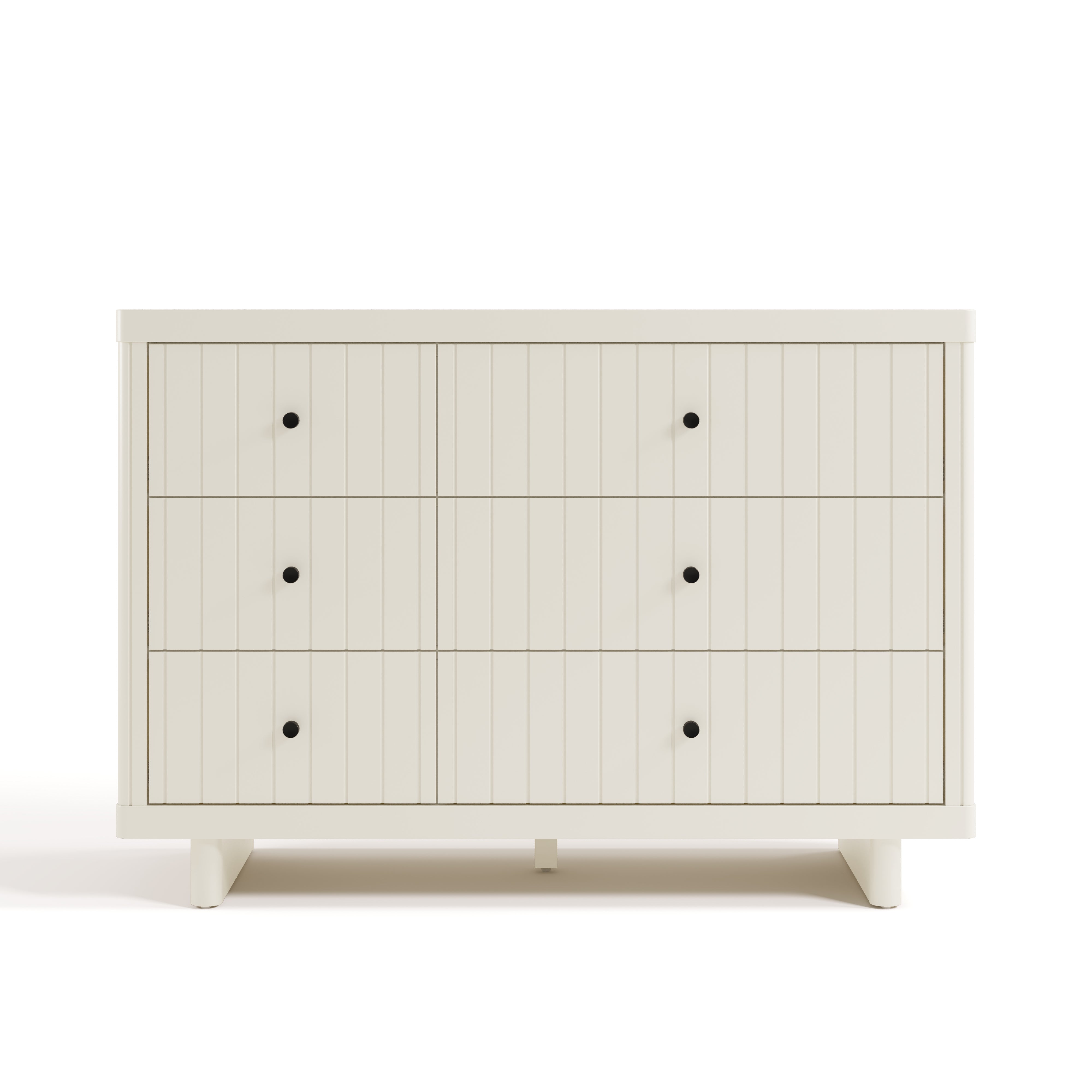 6 drawer dresser front facing view frosted oat