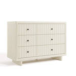 6 drawer dresser angled view frosted oat