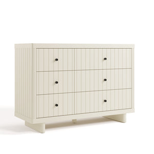 6 drawer dresser angled view frosted oat