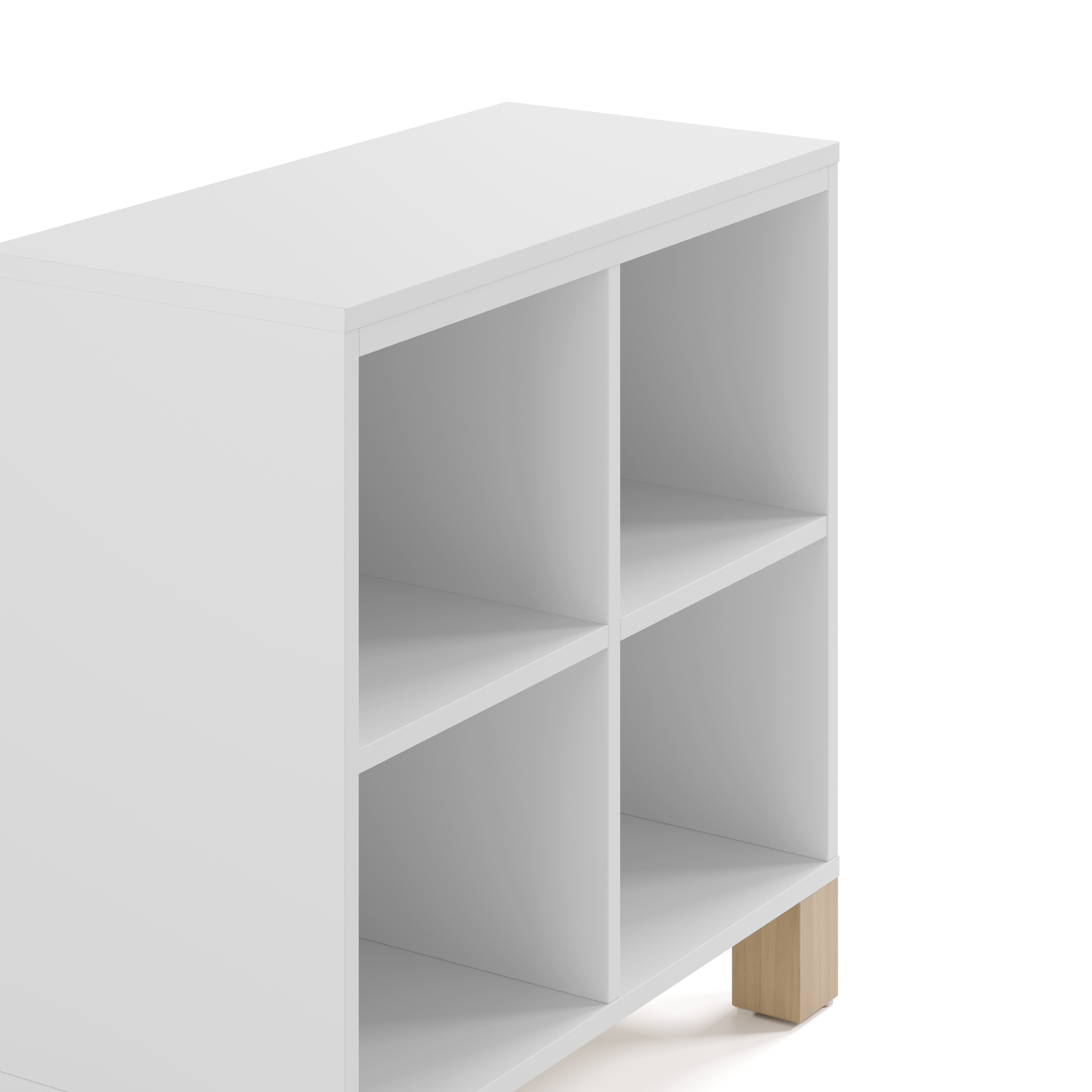 California white cubby storage close up angle view