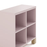 California blush cubby storage close up angle view