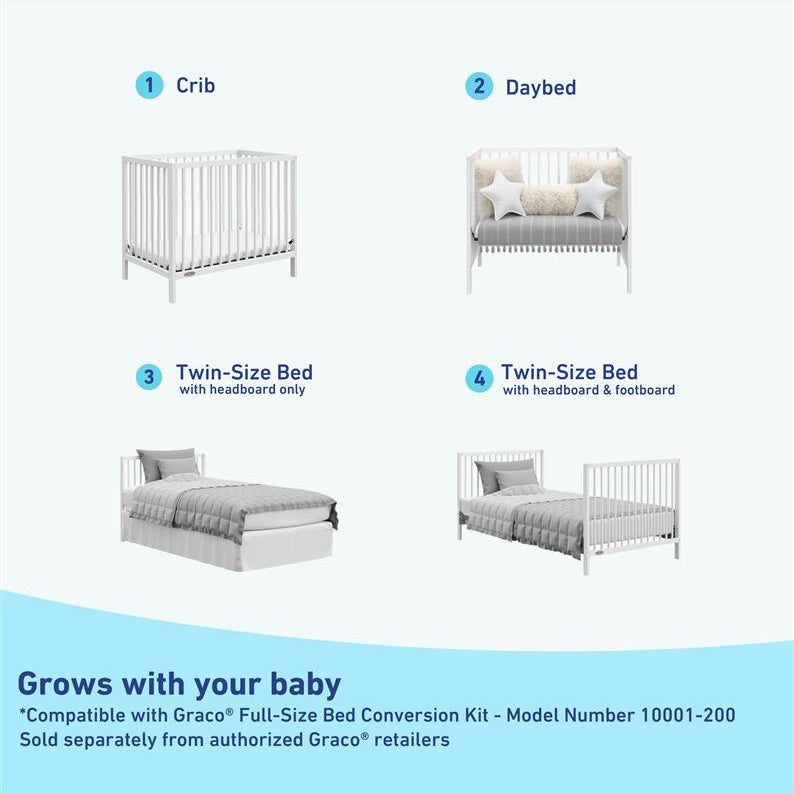 white mini crib conversions