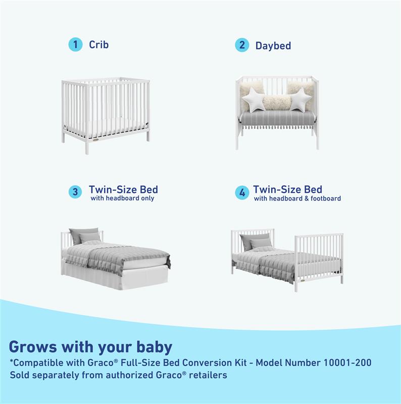 white mini crib conversions