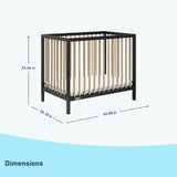 black with driftwood mini crib dimensions