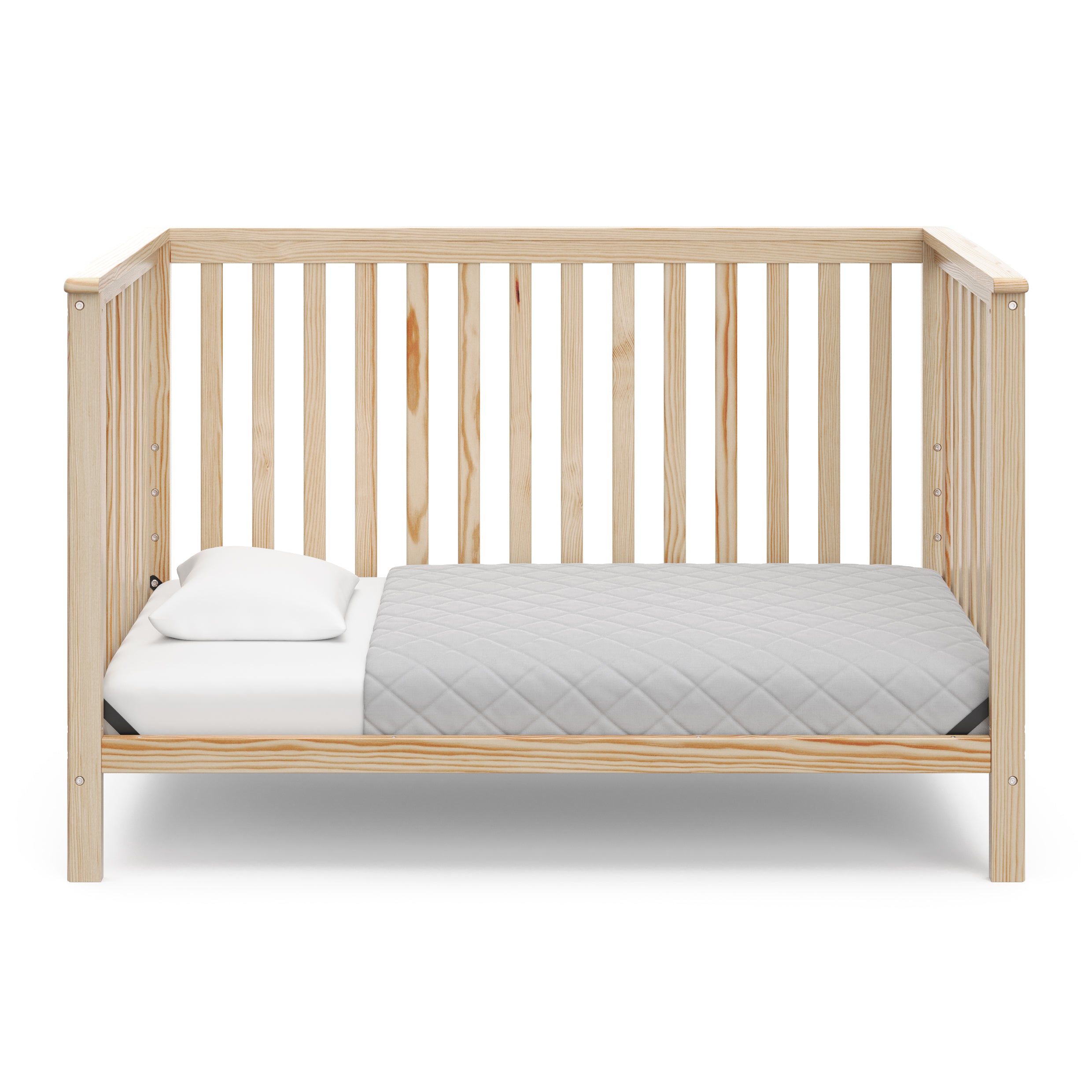 natural crib in toddler bed conversion