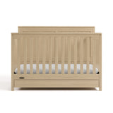 hadley driftwood crib with drawer front view