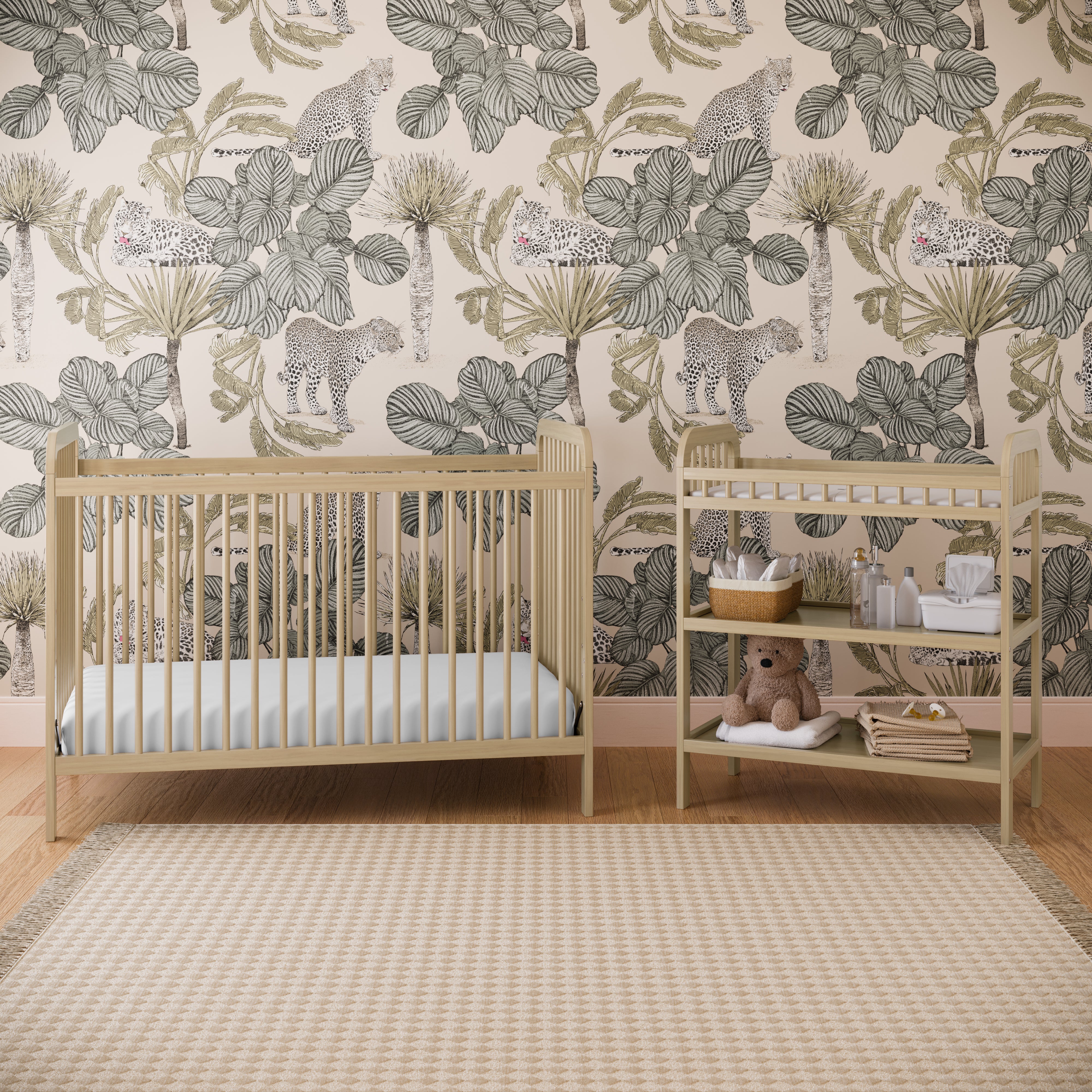 Driftwood crib with Driftwood Changing Table in nursery