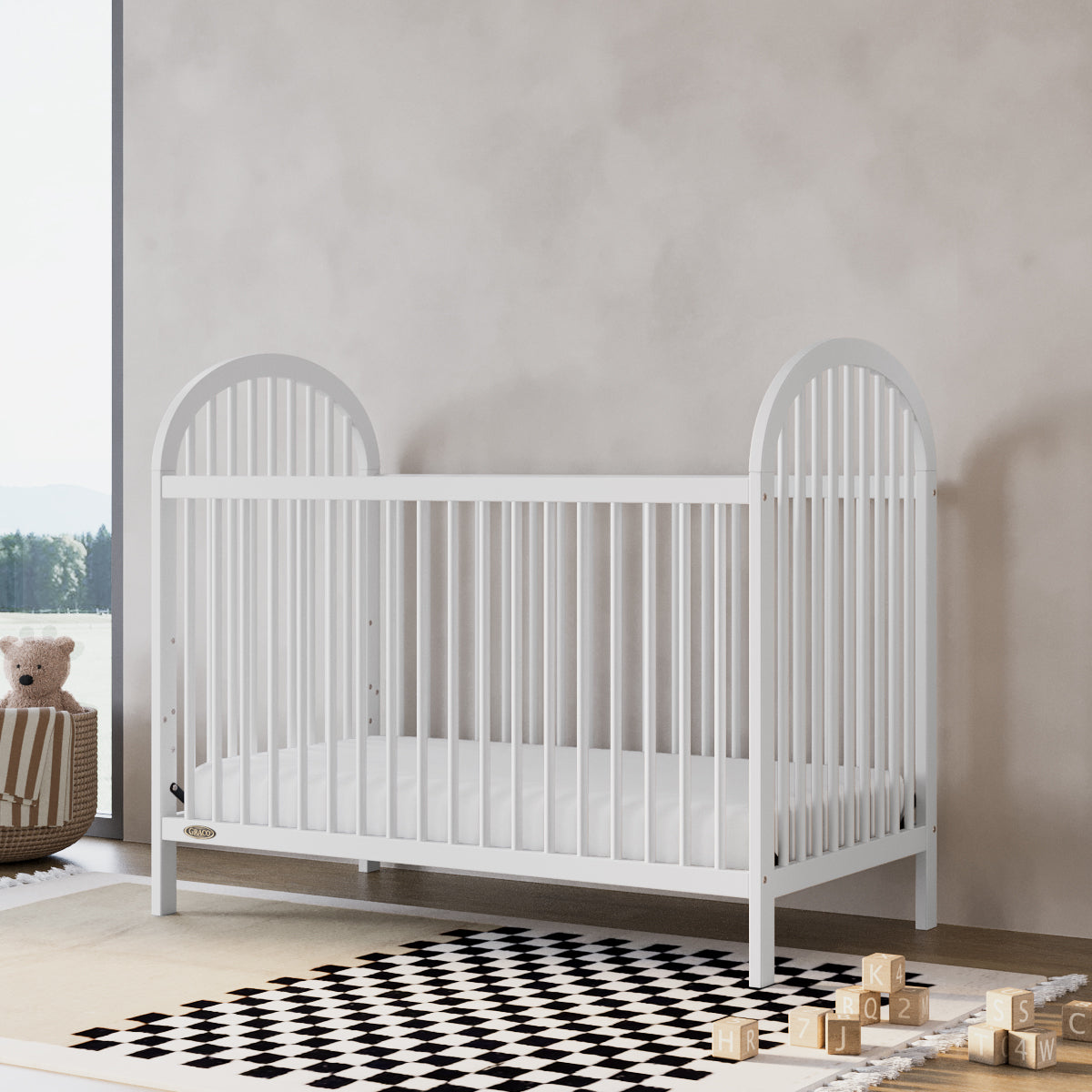 graco olivia crib white in bedroom