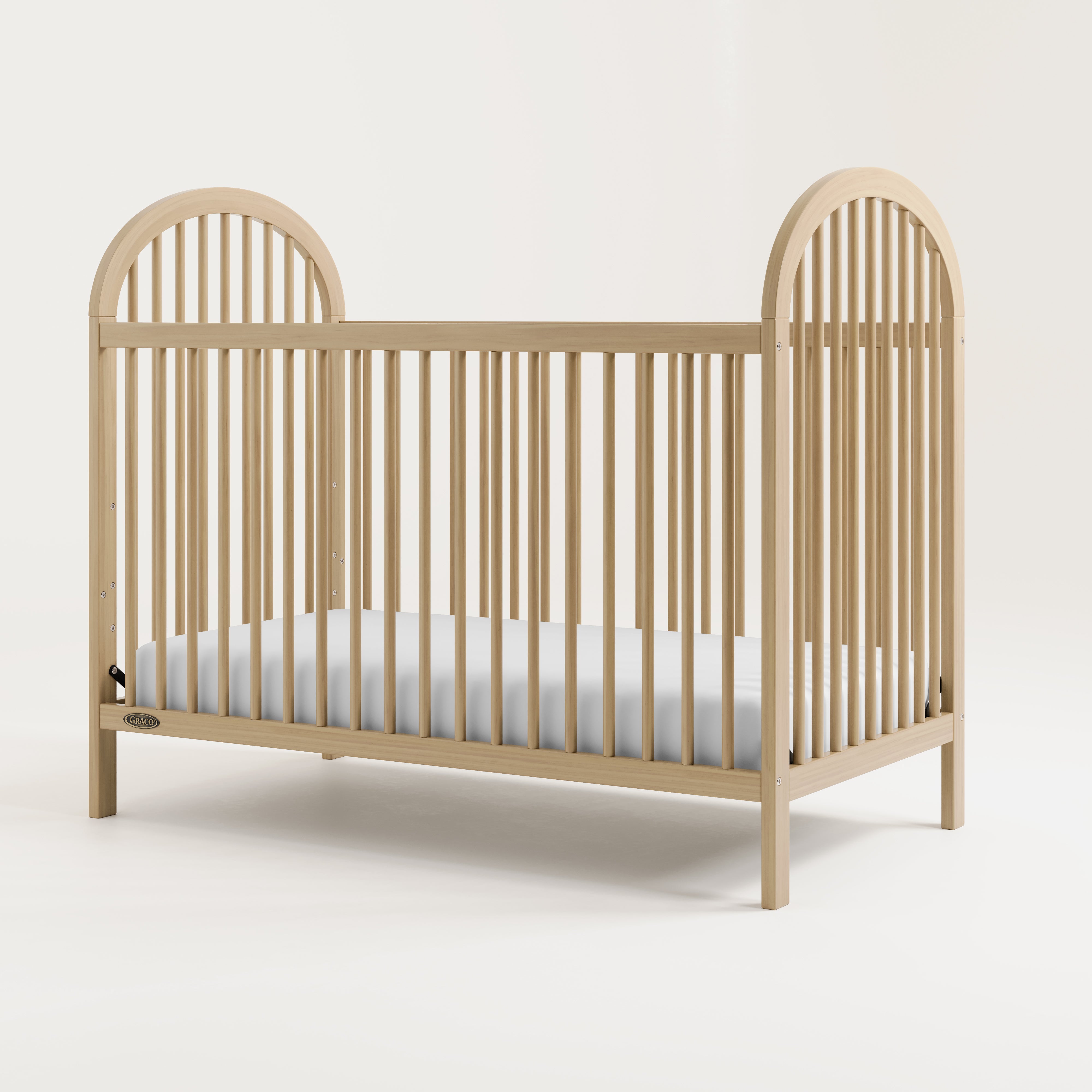 graco olivia crib driftwood side view