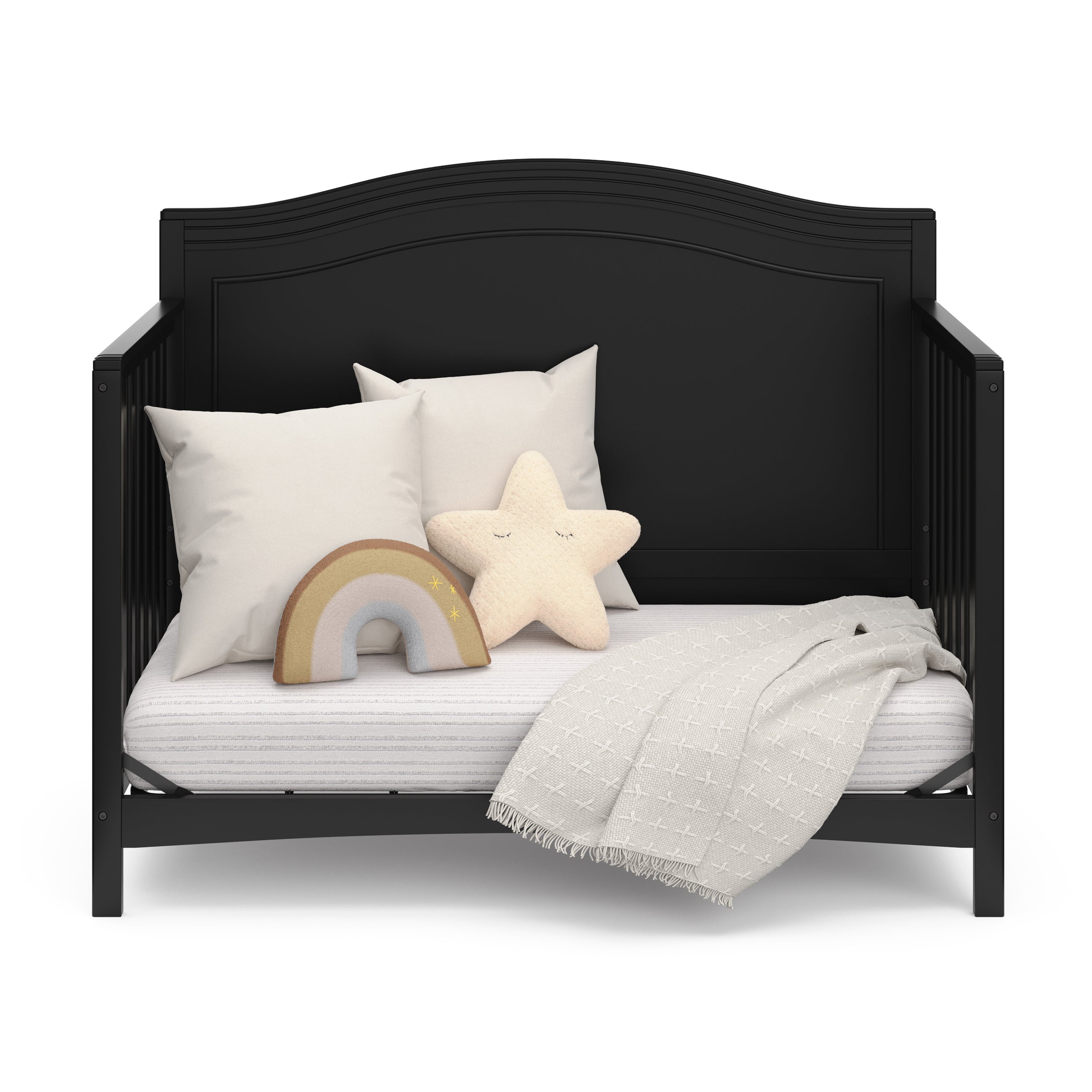 black crib in daybed conversion