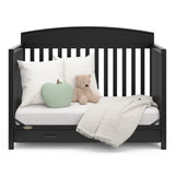 black crib with drawer in daybed conversion