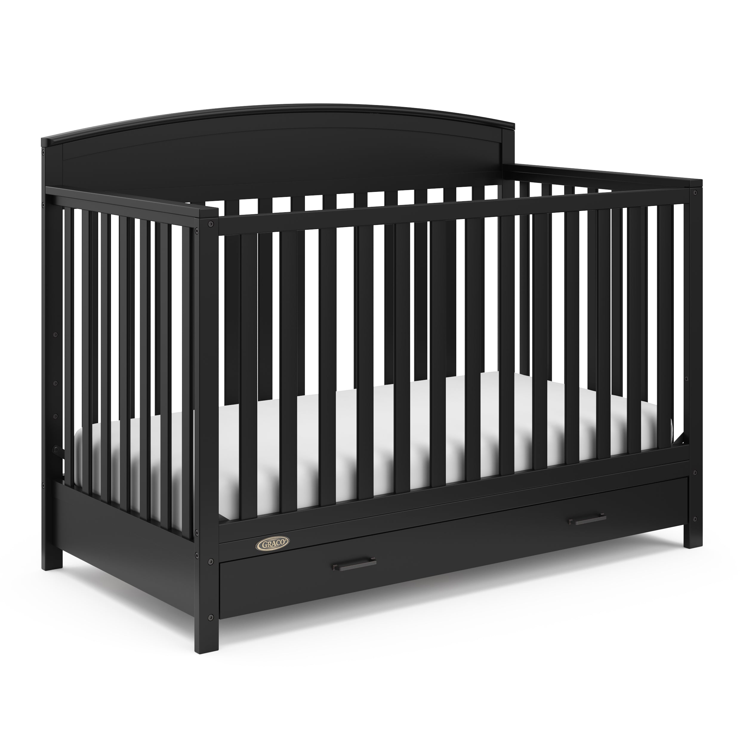 black crib with drawer