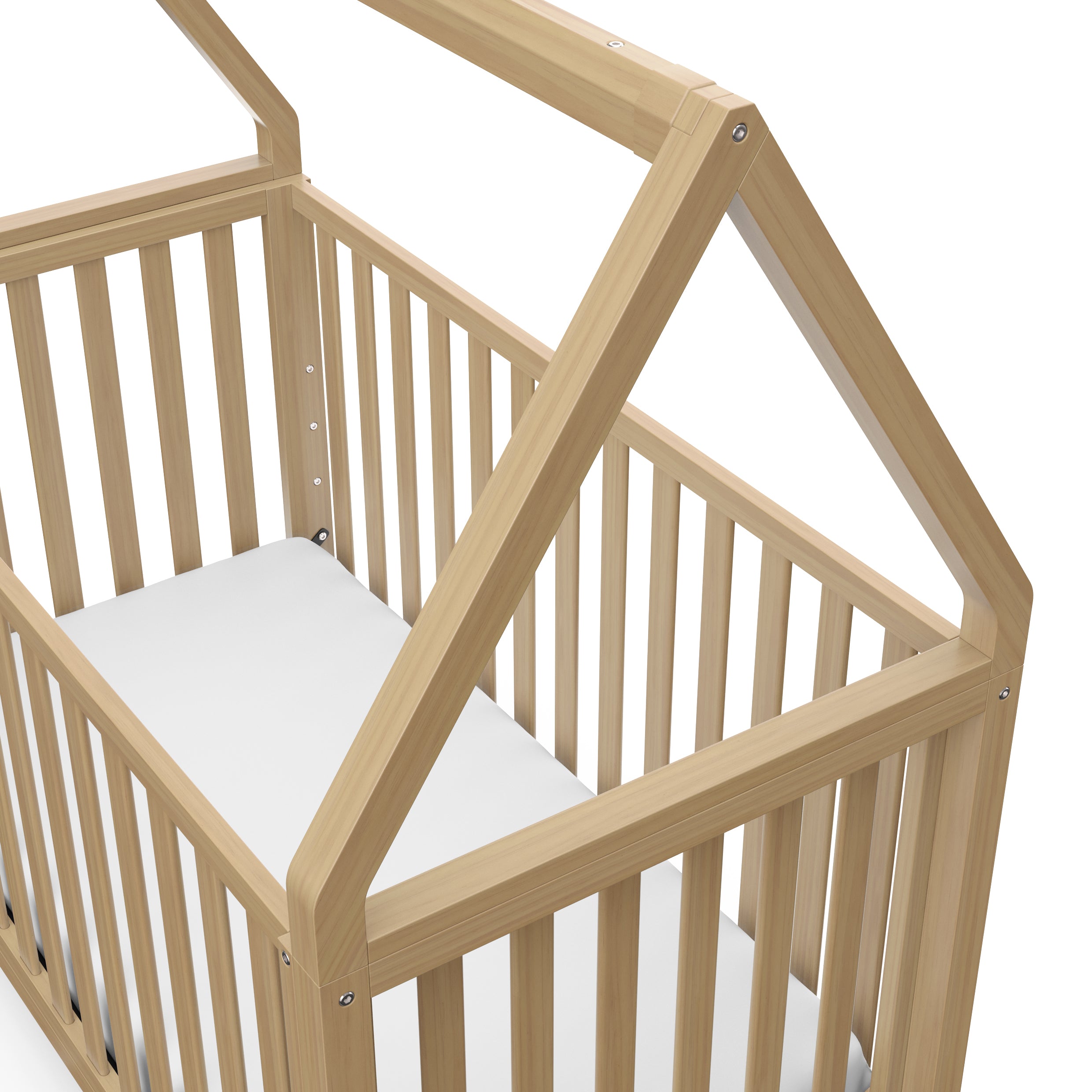 Crib with canopy detailed view (Driftwood)