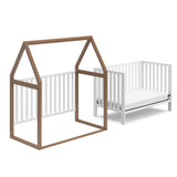 Crib in playhouse and toddler bed conversion (Hazelnut with White)