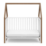 Crib with canopy in daybed conversion (White with hazelnut)