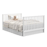 crib in full size bed conversion with headboard and footboard (white with hazelnut)