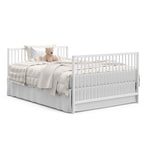 White crib full-size bed with headboard and footboard conversion