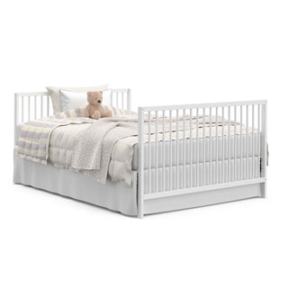 White crib full-size bed with headboard and footboard conversion