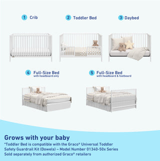 Image showing the five conversions of a white crib