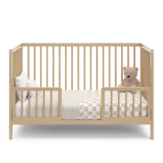 driftwood crib in toddler bed conversion with two guardrail