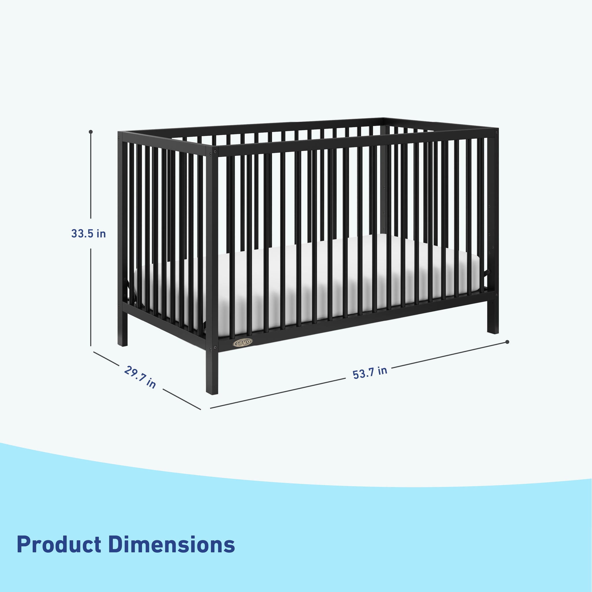 black crib with measurements