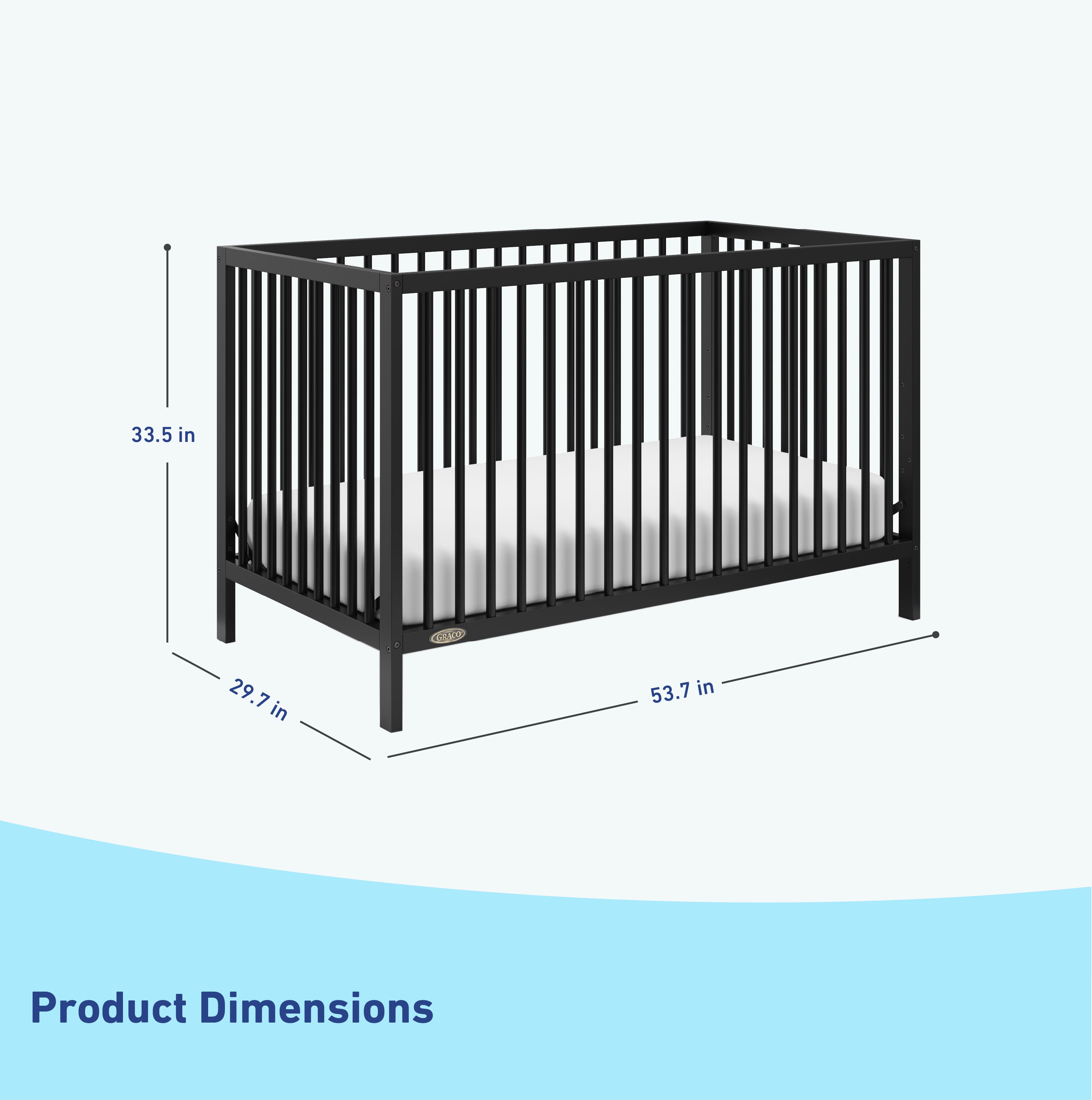 black crib with measurements