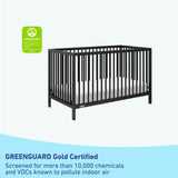 Black crib with GREENGUARD Gold Certified badge