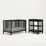 Black crib and changing table