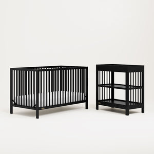 Black crib and changing table