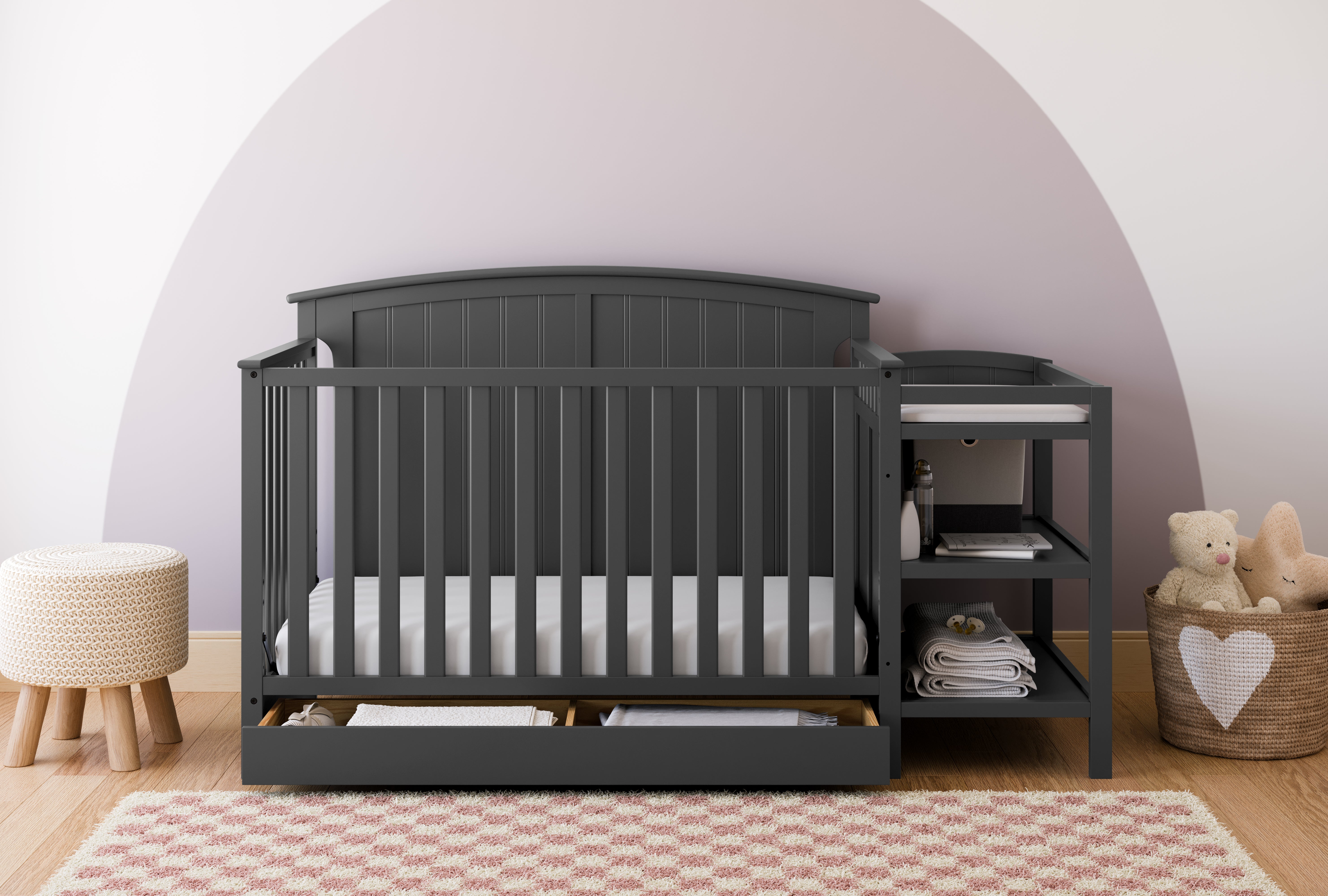 Storkcraft steveston 4 in 1 2025 crib and changer with drawer gray