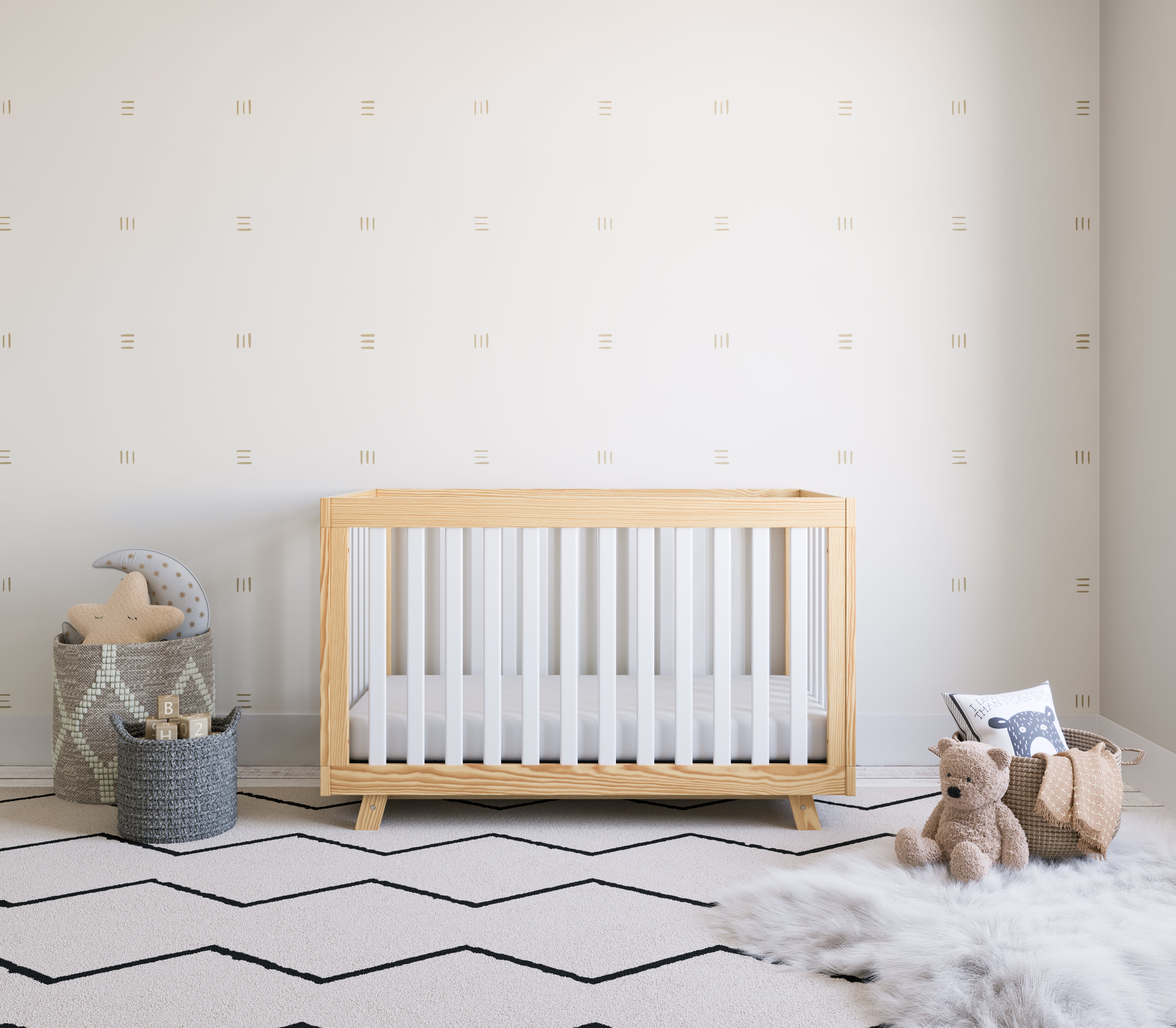 Natural with white crib in nursery