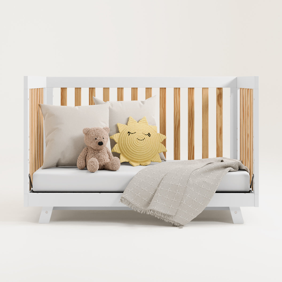 Crib in daybed conversion (White with Natural)