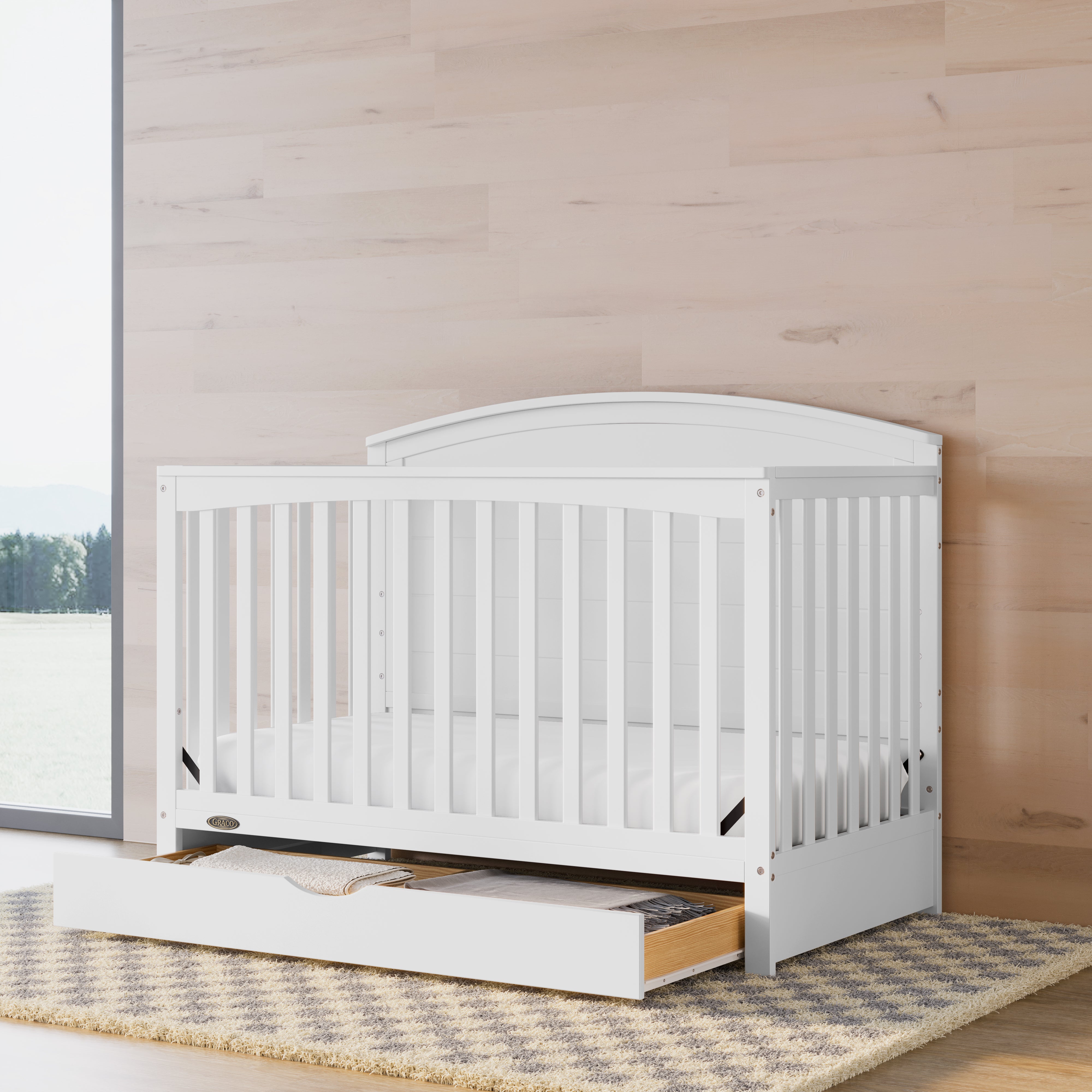 Graco Bellwood 5 in 1 Convertible Crib with Drawer Storkcraft