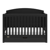 Convertible black crib front view