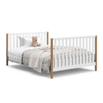 White with driftwood crib in full-size bed with headboard and footboard conversion