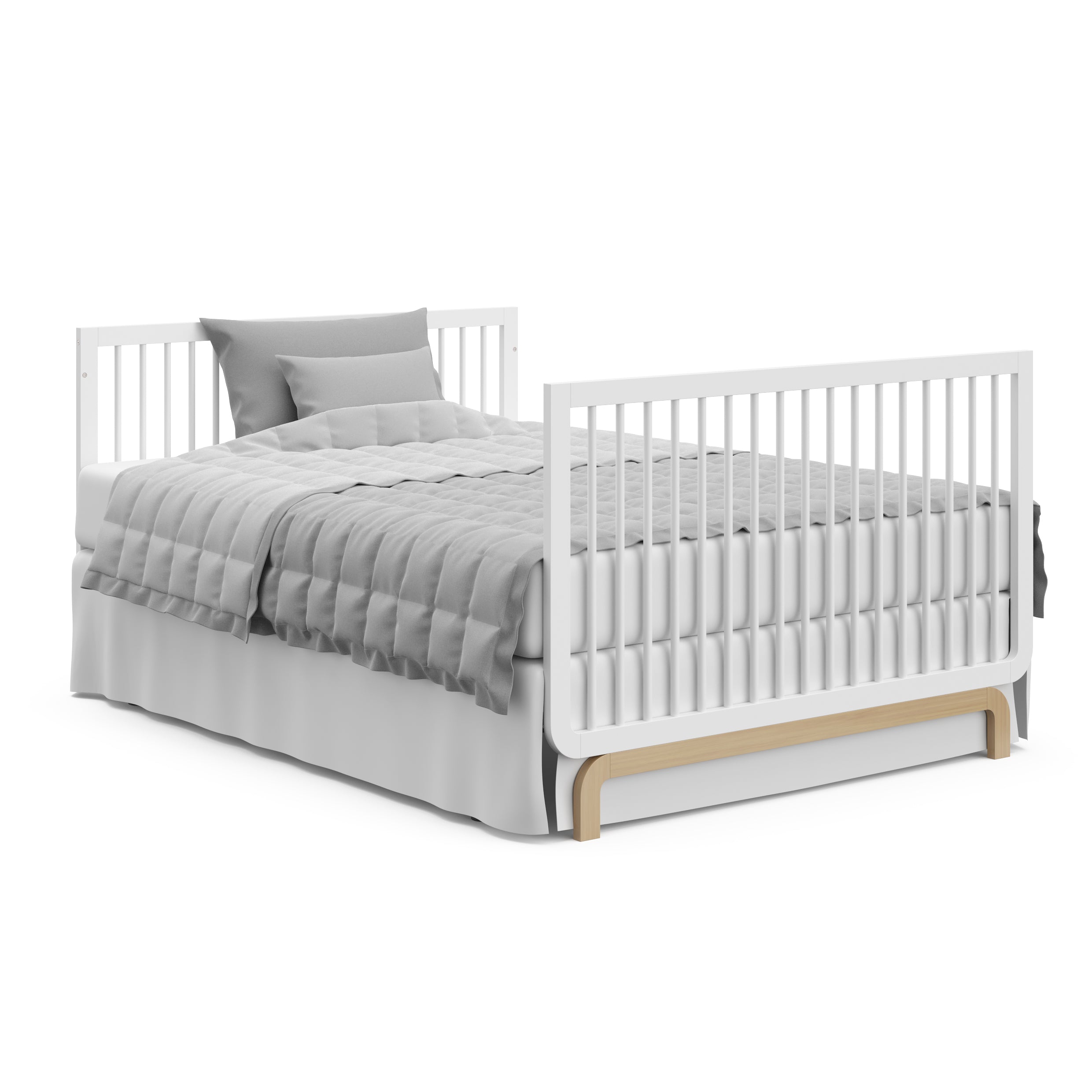 crib in a bed conversion headboard and footboard (White with Driftwood)