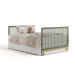 santorini olive with driftwood crib full size bed conversion with footboard