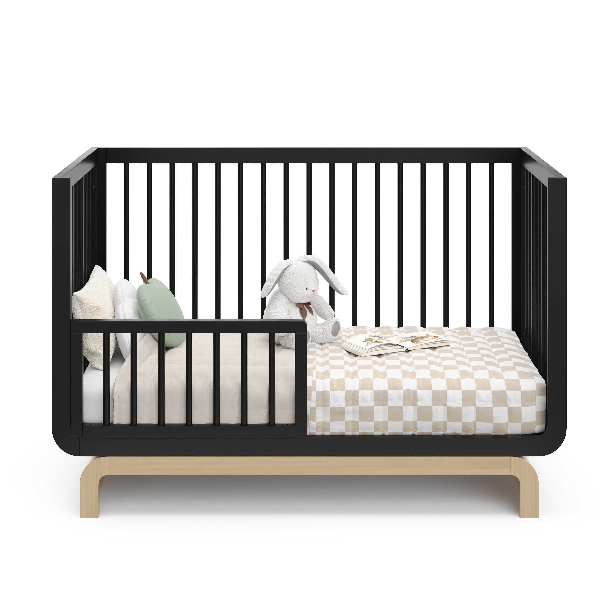 crib with safety one guardrail dowel (black)