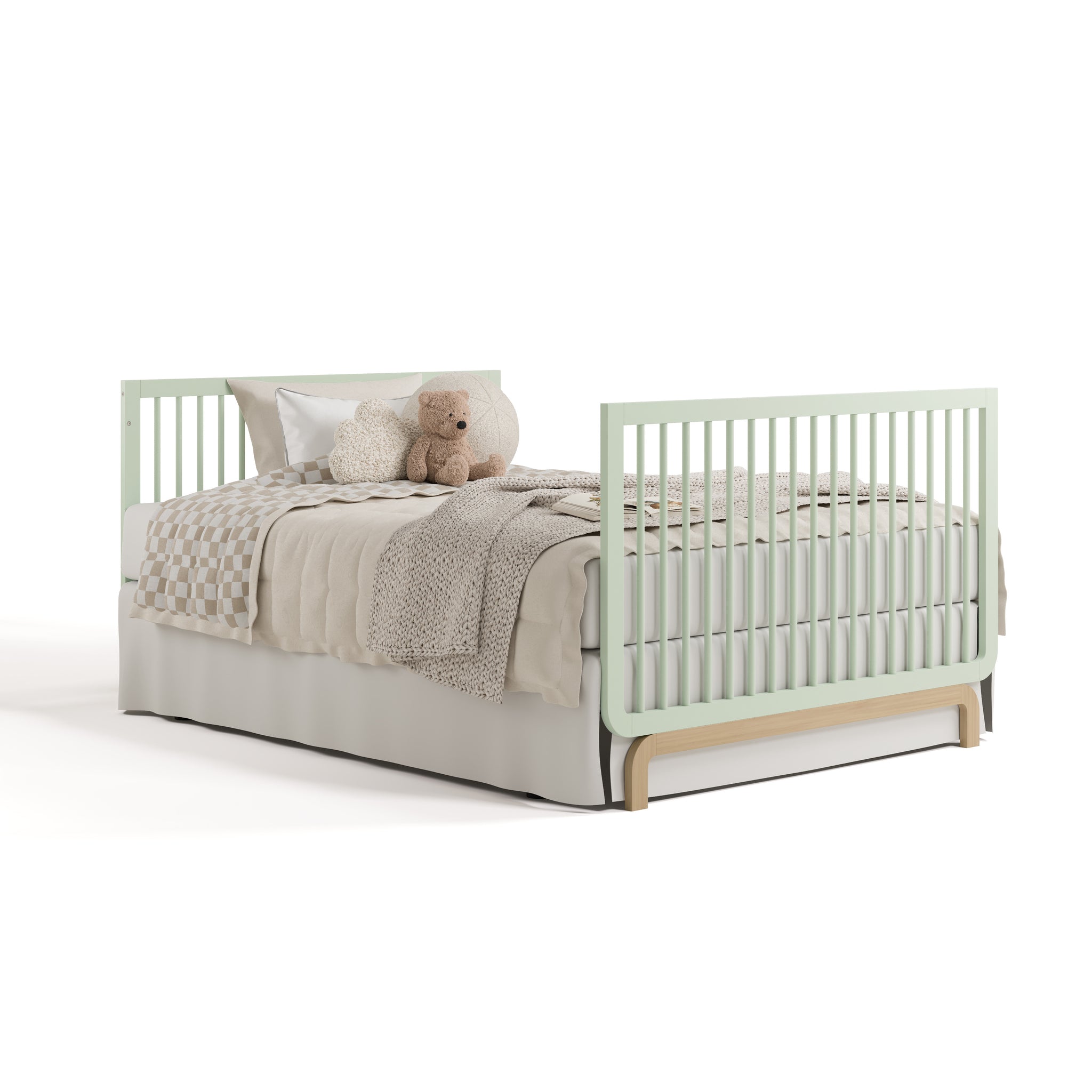 crib in a bed conversion headboard and footboard (Sage with Driftwood)