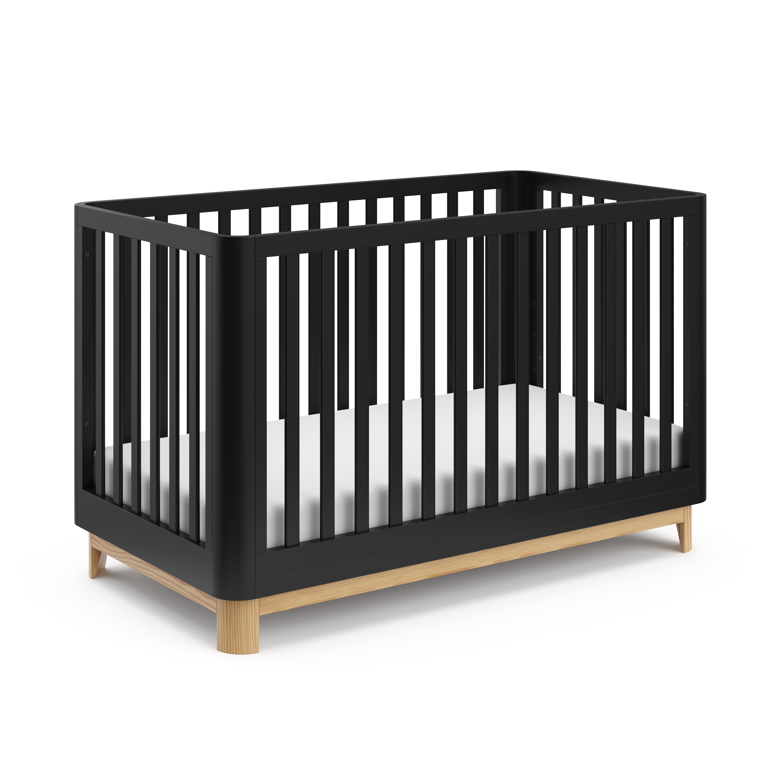 Black and natural store wood crib