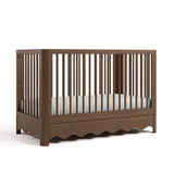 crib with drawer hazelnut angled view